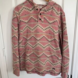 Faherty Southwestern Aztec Hooded Pullover Pink Boho Surf Sweatshirt Medium